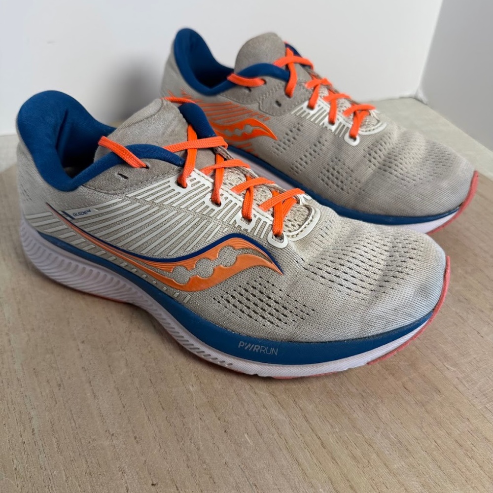 Saucony Guide 14 Womens Running Shoes Gray Orange PWRRUN Size 7.5